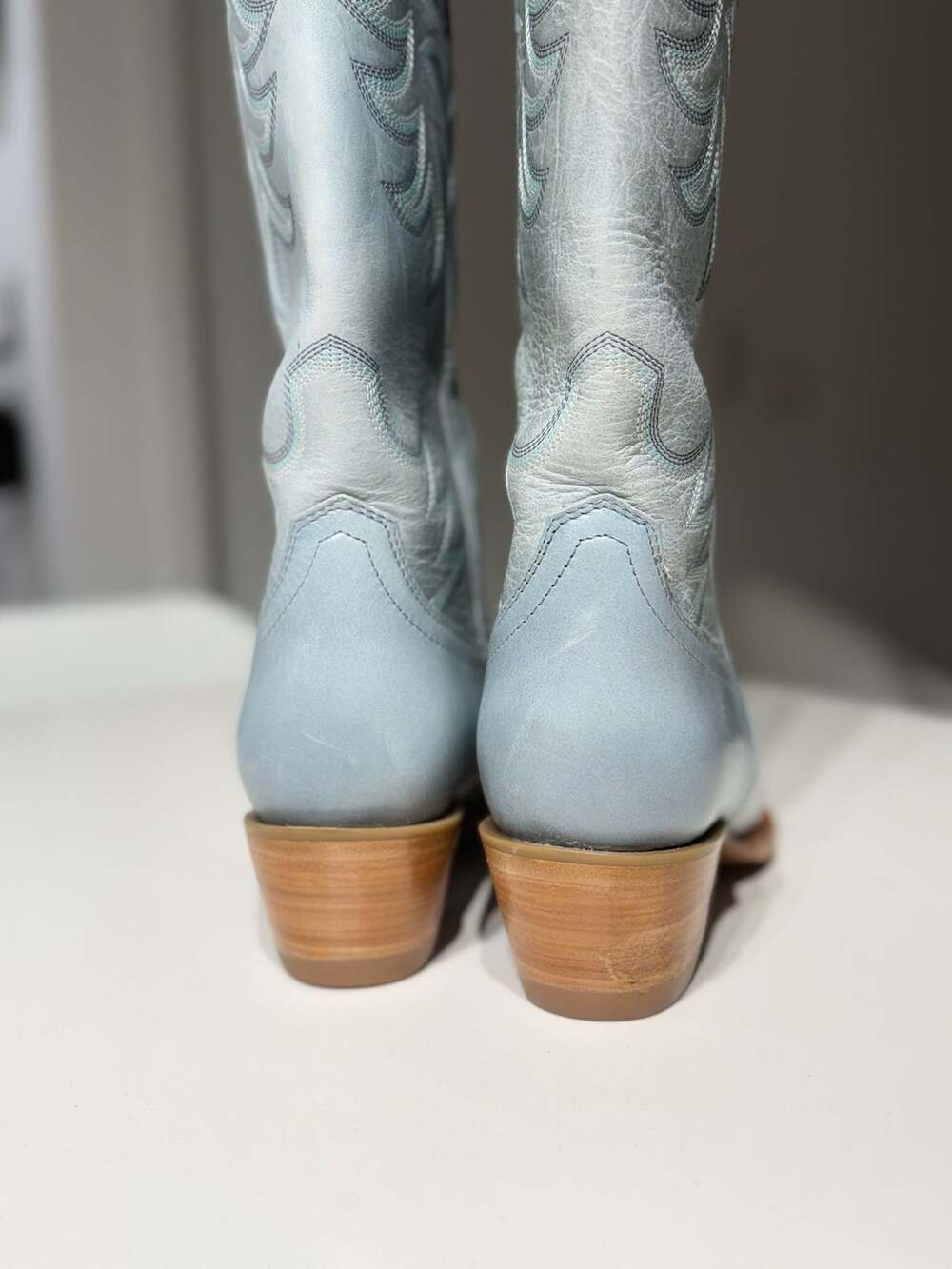 Tecovas The Annie Slate Blue Leather Tall Western Cowboy Boots Sz 8.5B - Picture 7 of 12
